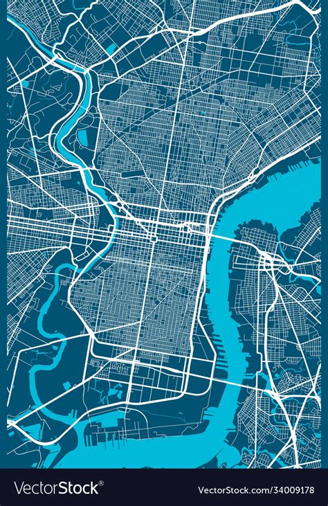 Philadelphia map city poster Royalty Free Vector Image