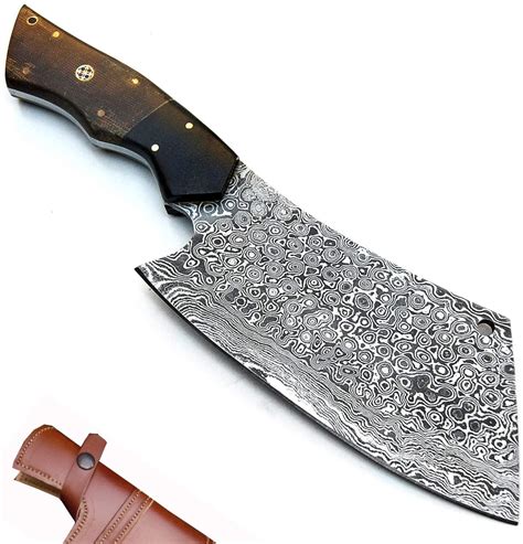 Custom Hand Made Damascus Steel Meat Cleaver Knife Mtclvr Etsy