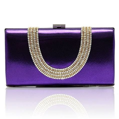 Fuchsia Metallic Rhinestone Clutch Bag Evening Bags Baginning