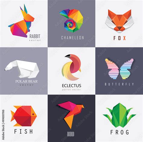 Abstract colorful vibrant animal logos design set collection. Rabbit ...