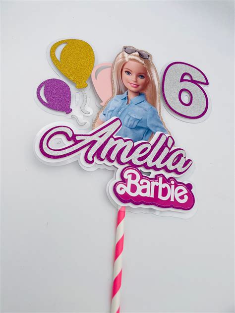 Barbie Cake Topper Custom Barbie Doll Inspired Cake Topper Etsy