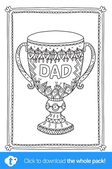 Father S Day Colouring Pages Showcasing A Best Dad Trophy Colouring