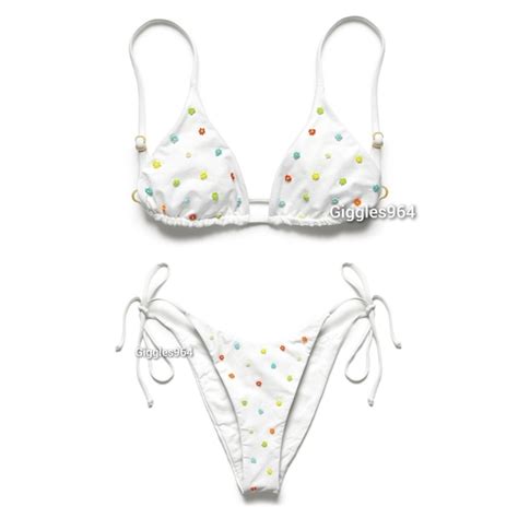 L Space Swim Lspace Brittany Lennox Bikini Set White Beaded Poshmark