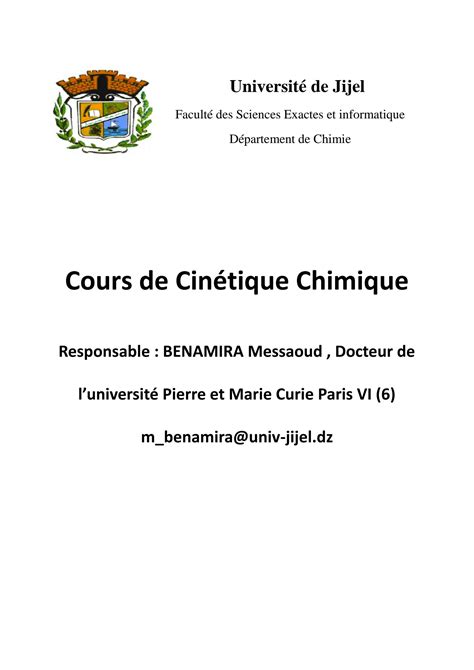 Solution Cinetique Chimique Cours Studypool