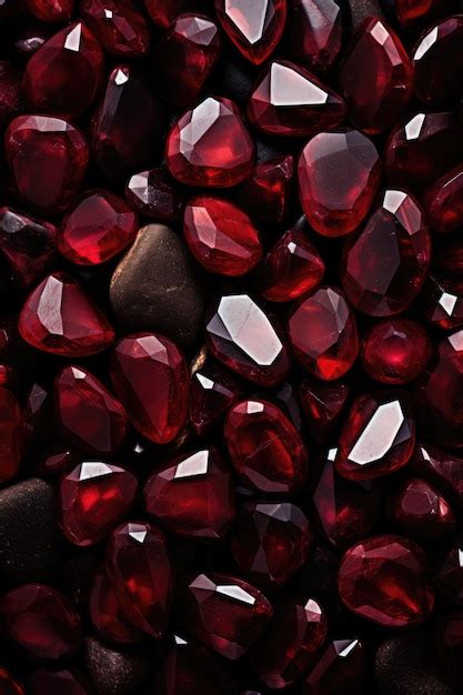 Premium AI Image | A close up of a bunch of red gems