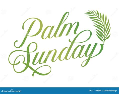 Palm Sunday Leaf And Text Holiday Theme Illustration Stock Vector