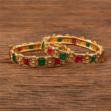 Buy Antique South Indian Bangles With Gold Plating 213366 Kanhai Jewels