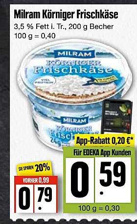 Milram Körniger Frischkäse Angebot bei EDEKA 1Prospekte de