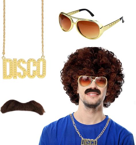 Set Di 4 Parrucche Da Uomo Anni 70 Anni 80 Disco Dude Afro Parrucca