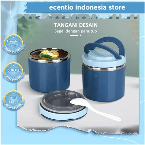 Jual Ecentio Cangkir Sup Ml Stainless Steel Tahan Panas Lunch