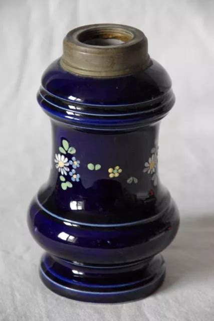 Ancien Pied De Lampe P Trole En Porcelaine D Cor Fleurs Maill Sans