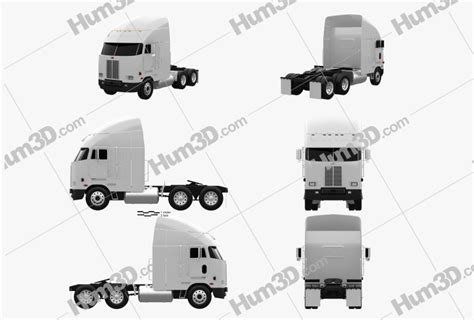 Peterbilt 372 Tractor Truck 1993 Blueprint Template - 3DModels.org