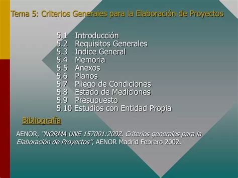 PPT Tema 5 Criterios Generales para la Elaboración de Proyectos