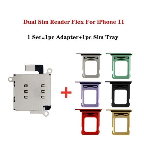 50sets Dual Sim Card Reader Tray Slot Holder For IPhone 11 XR Adapter