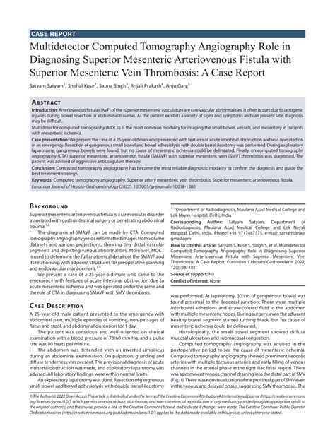 Pdf Multidetector Computed Tomography Angiography Role In Diagnosing