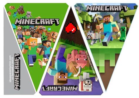 Minecraft Descargar Minecraft Banderines Kit Imprimible Minecraft