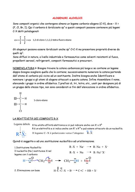 Alogenuri Alchilici Riassunto Fondamenti Di Chimica ALOGENURI