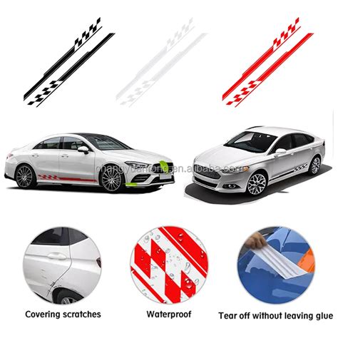 Universal Car Side Skirt Decal Stickers Body Side Sports Racing Stripe