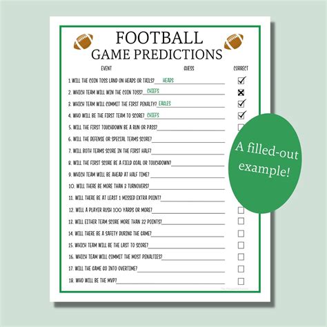 Super Bowl Predictions Game Printable Super Bowl Party Game Super Bowl ...