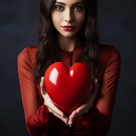 Pessoa segurando um objeto em forma de coração em fundo vermelho Foto