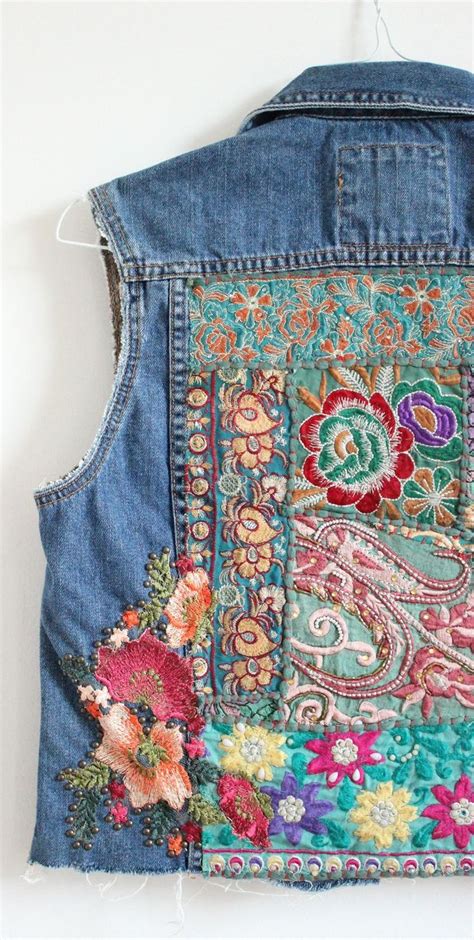 Cropped Jeans Jacket Vest Distressed Jeans Vintage Embroideries