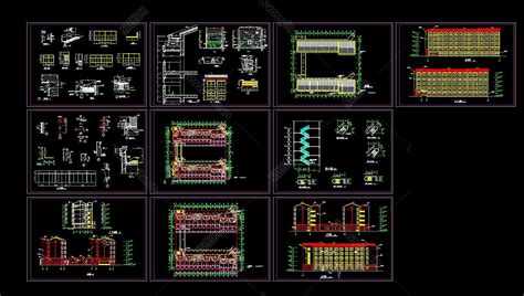 学生宿舍建筑施工图，学生宿舍楼cad工程图纸下载 易图网