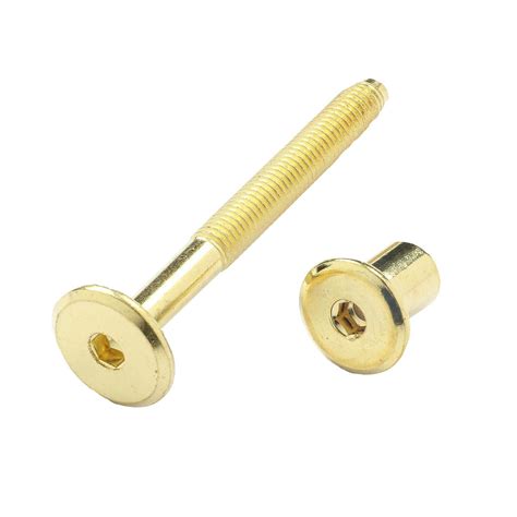 Hafele Joint Connector Bolt With Screw Cap M6x60mm Brass Mitre10