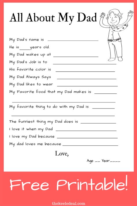 Free Printable All About My Dad