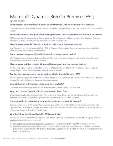 PDF Microsoft Dynamics 365 On Premises FAQ Westcon Dynamics 365