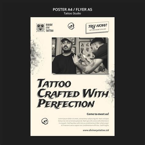 Plantilla de póster de estudio de tatuajes Archivo PSD Gratis