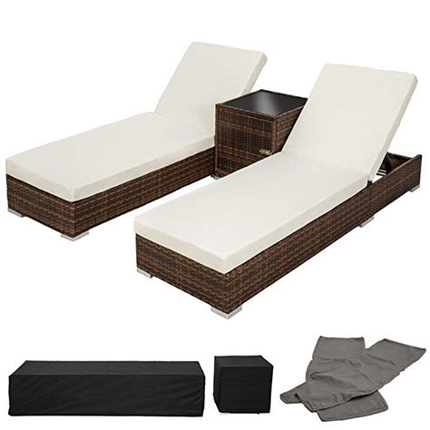 Tectake Er Lounge Sonnenliegen Set Plus Tisch Inkl Bezugsets Und