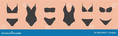 Banner With Different Swimsuits And Bikini Icons Stock Vector Illustration Of Suit Bikini