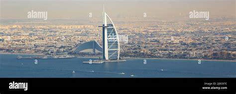 Dubai Burj Al Arab Hotel Panorama Boats Aerial View Aerial Photo Stock ...