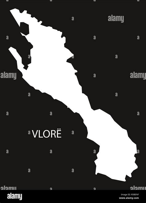 Vlore Albania map black inverted silhouette illustration Stock Photo ...