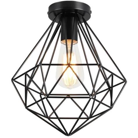 Uni Diamant Plafonnier Industrielle Cage En M Tal E Cm Noir Lustre