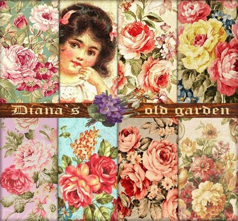 Roses Vintage Decoupage Paper Floral Digital Papers Victorian Floral