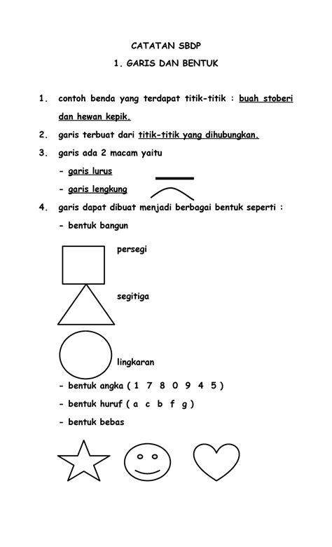 Catatan Sbdp Garis Bunyi Irama Dan Tempo Catatan Sbdp 1 Garis Dan Bentuk Contoh Benda Yang