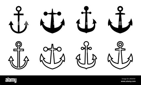 Anchor Icon Set Anchor Symbol Logo Anchor Marine Icon Stock Vector