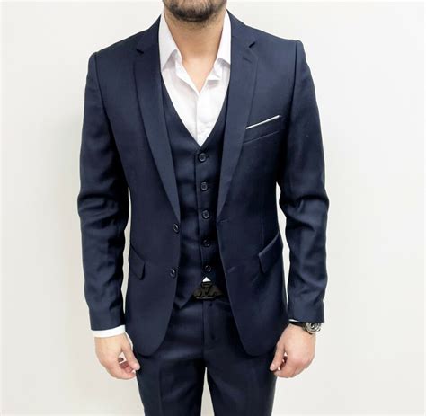 Costume Homme Bleu Foncé Slim 3 Pièces