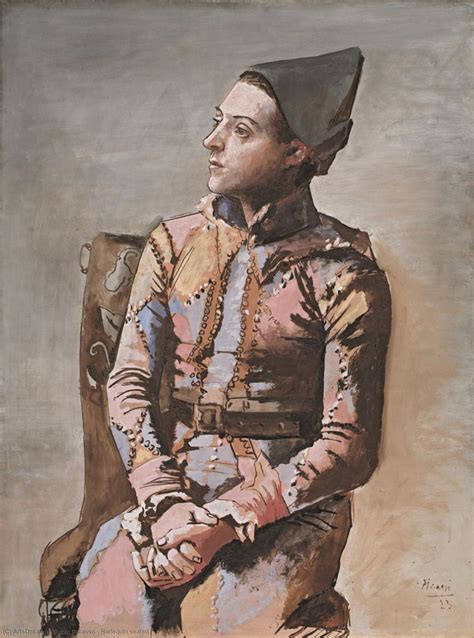 Harlequin Sitzend Von Pablo Picasso Spain Gem Lde