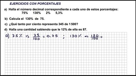 Ejercicios De Porcentajes