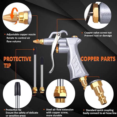 JASTIND Industrial Air Blow Gun With Brass Adjustable Air Flow Nozzle