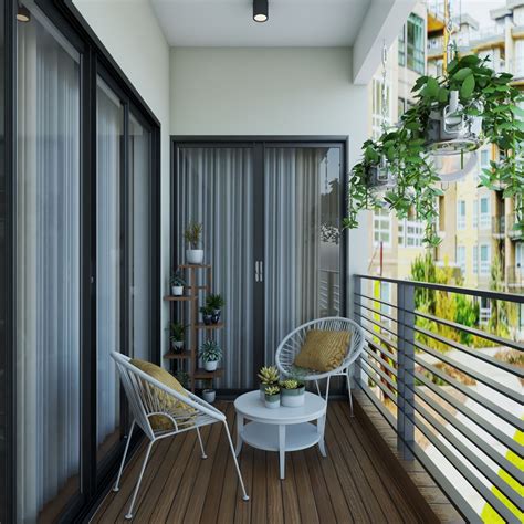 Balcony Design With Wooden Flooring Livspace