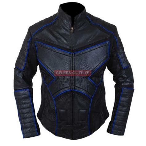 X-Men Wolverine Leather Jacket - Black/Blue Leather Motorcycle Jacket