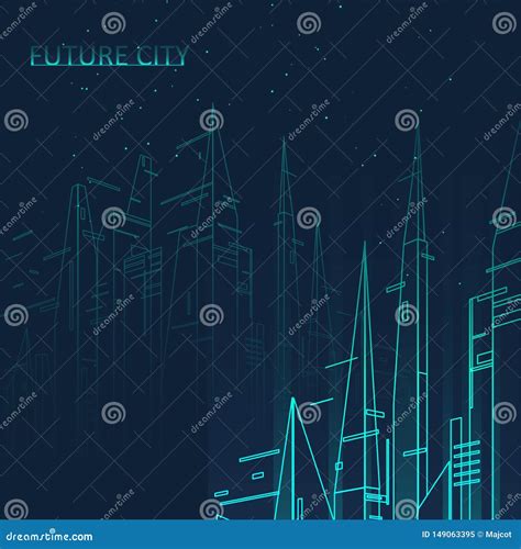 Future City Skyline Illustration Stock Vector - Illustration of digital, backdrop: 149063395