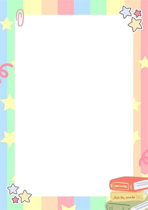 A Colorful Background With Stars Books And A White Paper For Writing