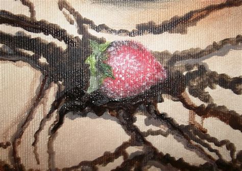 Surrealism Acrylic Nudes Hot Chocolate Strawberry Dessert Paintning