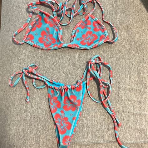 Frankie S Bikinis Swim Frankies Bikinis Hibiscus Blue Magic Bikini Set Poshmark