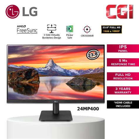 LG 23 8 24MP400 IPS FHD 75Hz 5ms AMD FreeSync Virtually Borderless