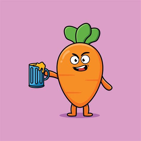 Carrot Cartoon Mascot Character With Beer Glass 8974843 Vector Art At Vecteezy